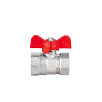Brass T-Handle Ball Valve, Reduced Flow, 1/2"–1-1/2" Female X Female, 16 Bar for Water/Gas