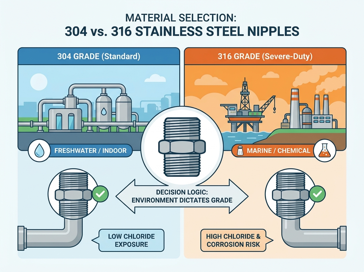 Industrial stainless steel nipple applications and precision thread specifications