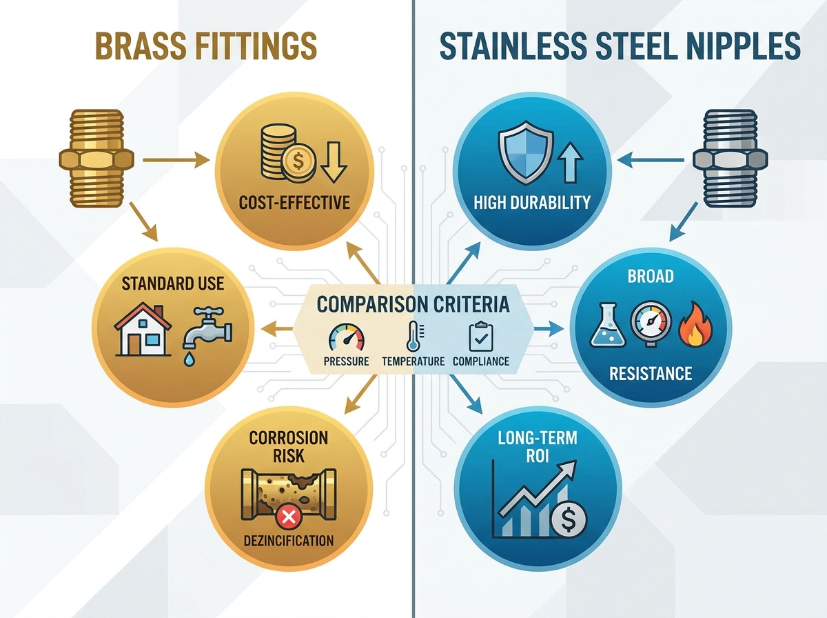 Comparaison des raccords en acier inoxydable et en laiton pour la tuyauterie industrielle