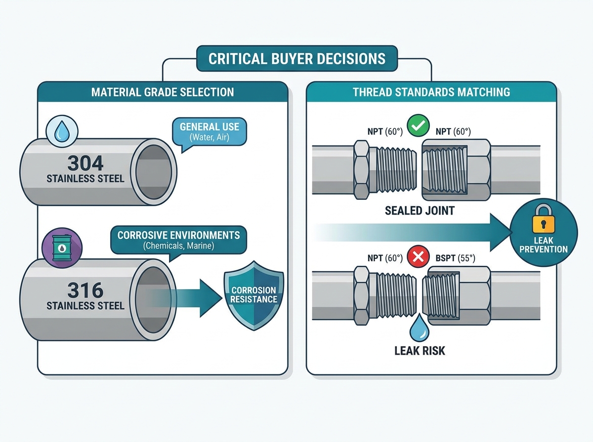 Stainless steel pipe fitting installation